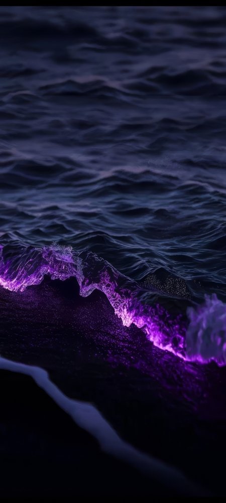 黑紫海浪夜景手机壁纸
