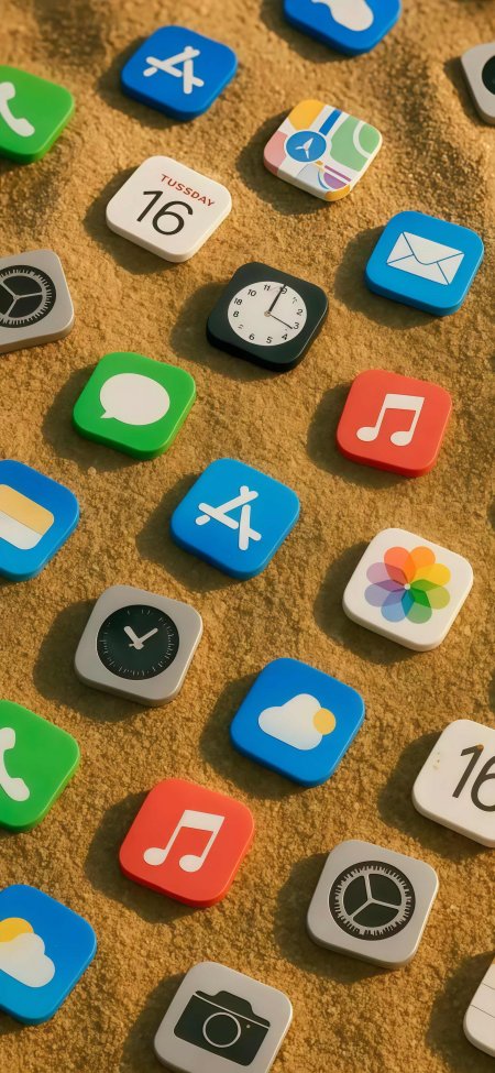 立体风格iOS应用图标集合创意手机壁纸