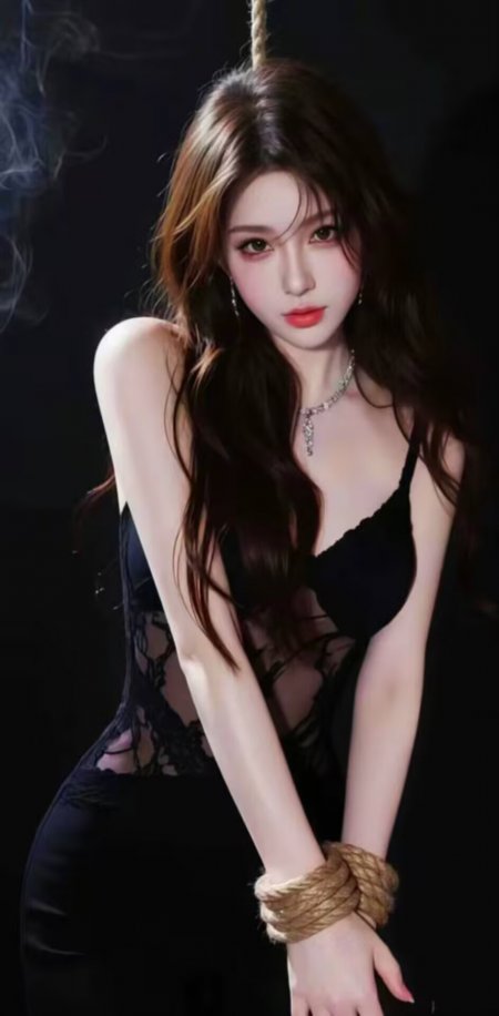 美女黑色蕾丝吊带裙手腕绑绳暗黑风格性感人物手机壁纸