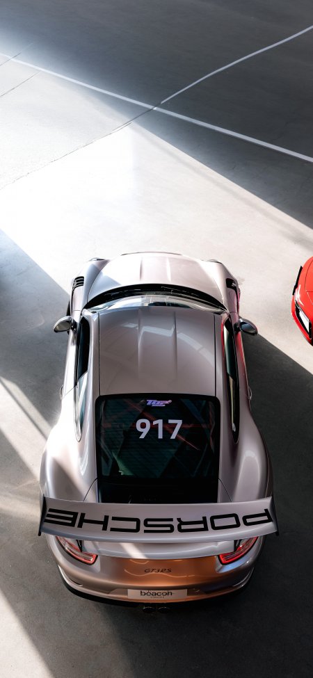 保时捷917GT3RS跑车银色金属质感汽车手机壁纸