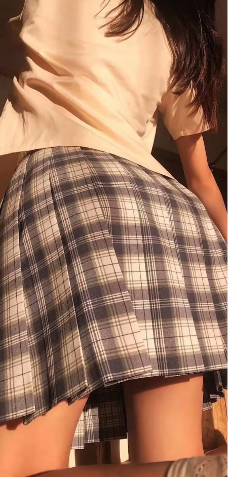 女生格子裙JK制服半身特写青春校园风手机壁纸