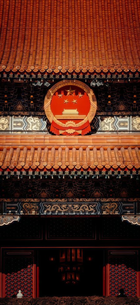 国徽天安门城楼红墙金瓦庄严手机壁纸