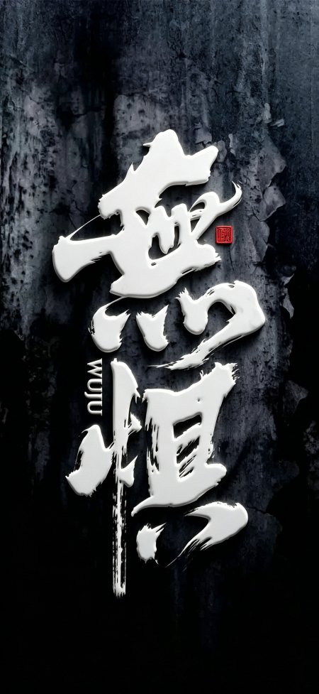 无惧书法黑底白字力量感传统励志创意手机壁纸