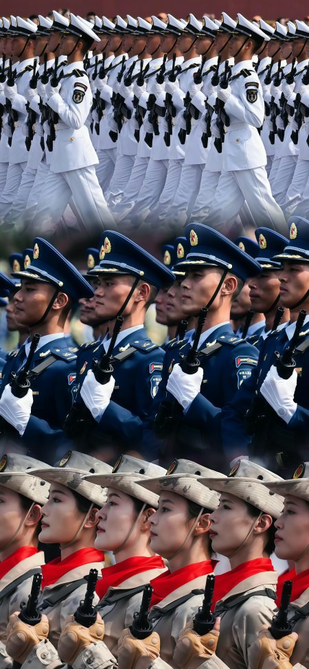 三军仪仗队列队行进阅兵手机壁纸