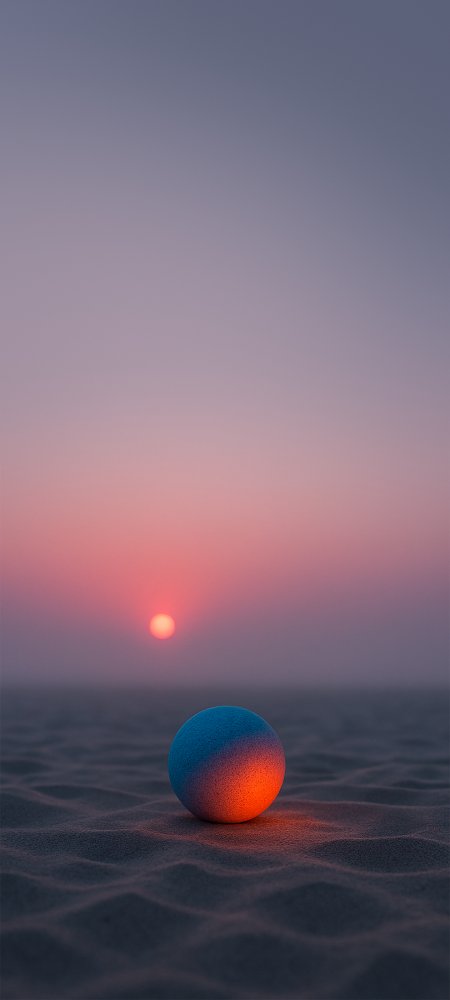 日落沙滩彩色球体唯美风景手机壁纸
