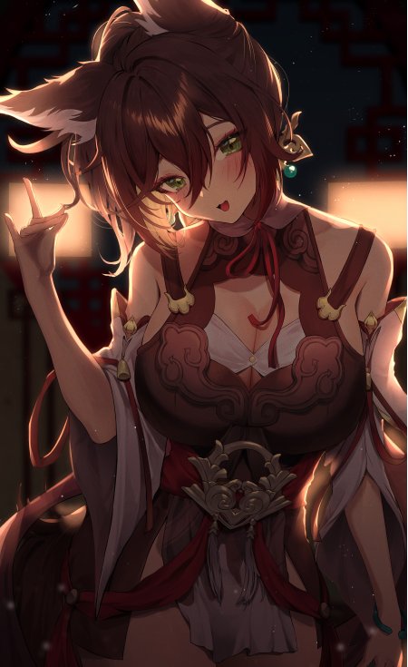崩坏星穹铁道停云狐耳少女红金古风裙抬手指俏皮动漫手机壁纸