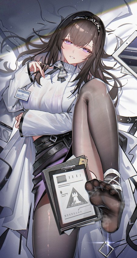 棕发少女病床持文件明日方舟二次元动漫手机壁纸