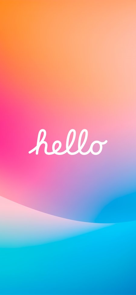 彩色渐变背景白色手写体hello文字简约创意手机壁纸