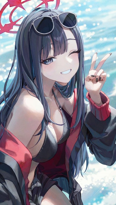 蔚蓝档案仲正一花黑发墨镜少女动漫手机壁纸