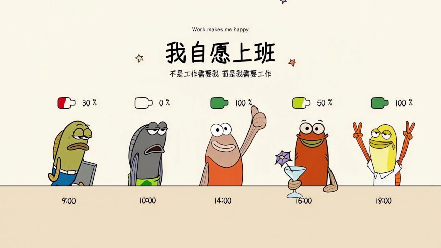 海绵宝宝比奇堡路人鱼上班状态动漫电脑壁纸