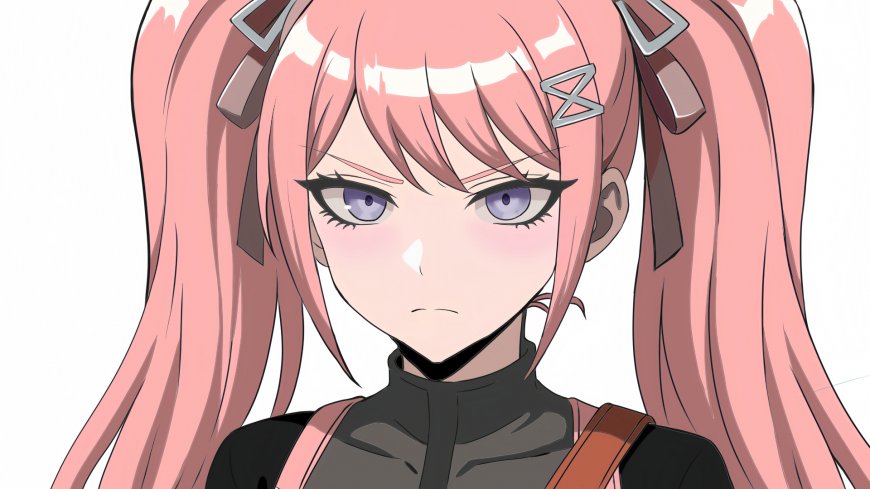 粉发双马尾紫瞳少女特写动漫电脑壁纸