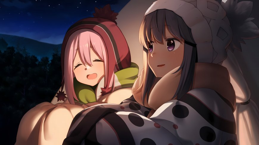 摇曳露营少女星空露营治愈动漫电脑壁纸