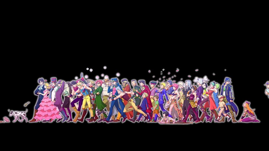 JOJO奇妙冒险角色大合照黑色背景动漫电脑壁纸