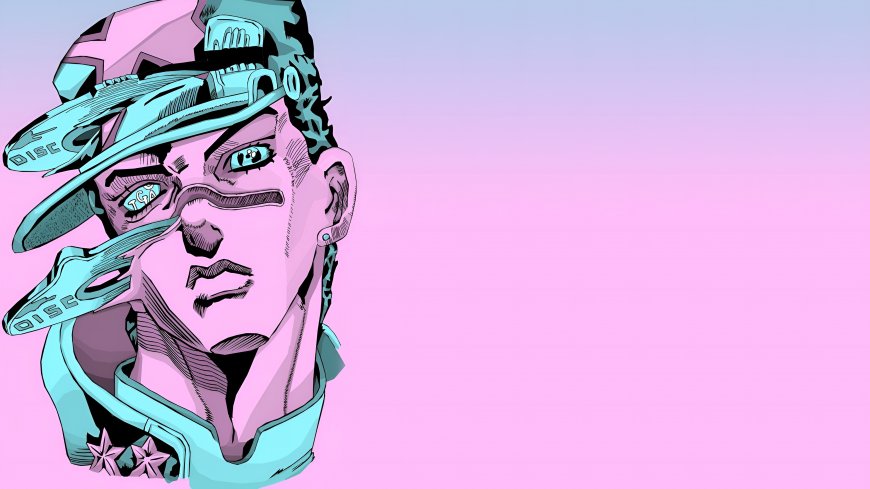 JOJO奇妙冒险空条承太郎粉色背景动漫电脑壁纸