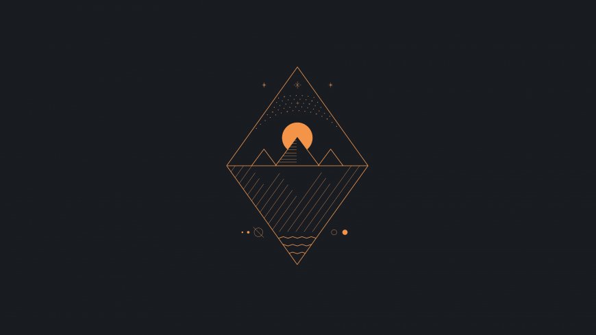 橙色几何山脉星空极简抽象创意电脑壁纸