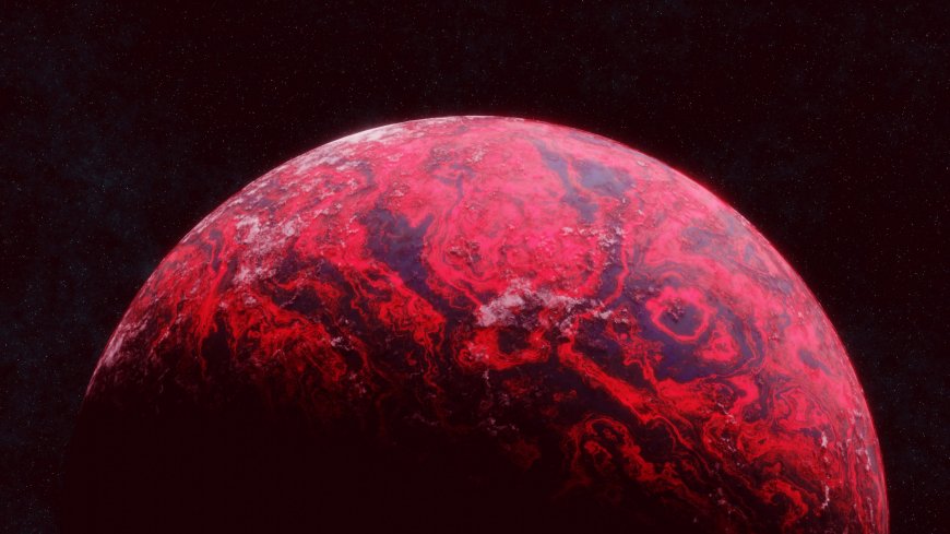 红色星球表面纹理星空背景科幻电脑壁纸
