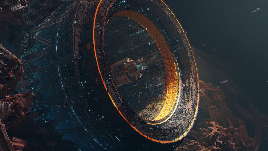 科幻宇宙空间站环形结构未来科技电脑壁纸