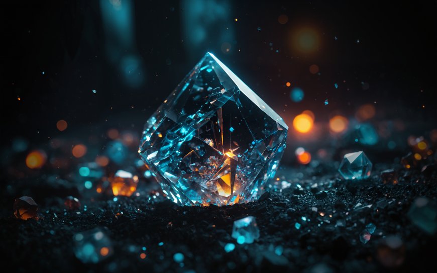 蓝色水晶发光矿石创意电脑壁纸