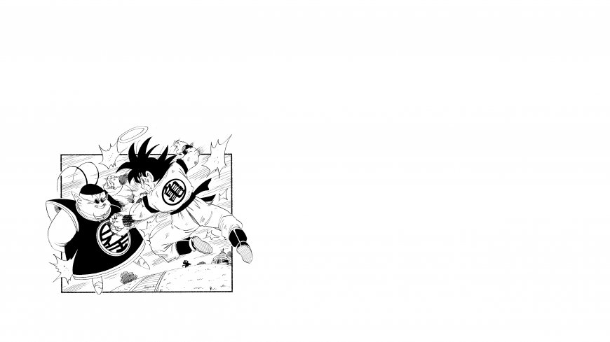 龙珠孙悟空与界王黑白漫画战斗场景动漫人物电脑壁纸