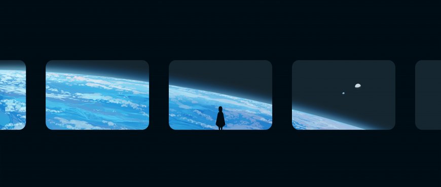 女孩窗边眺望地球太空极简科幻创意电脑壁纸