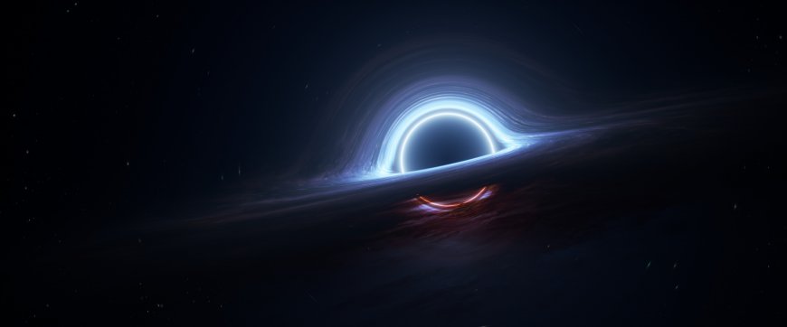 宇宙中散发蓝光的黑洞科幻创意电脑壁纸