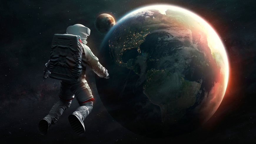 宇航员地球太空创意电脑壁纸