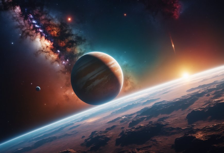 双行星伴星云太空创意电脑壁纸