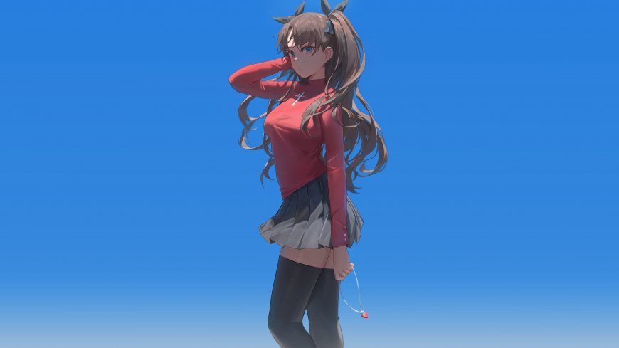 远坂凛Fate系列红衣短裙动漫少女电脑壁纸