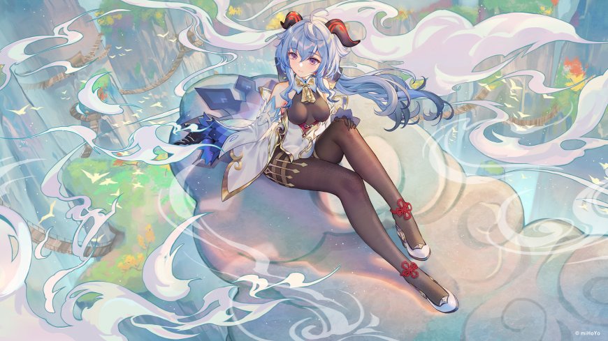 原神甘雨云端坐姿璃月风景动漫少女电脑壁纸