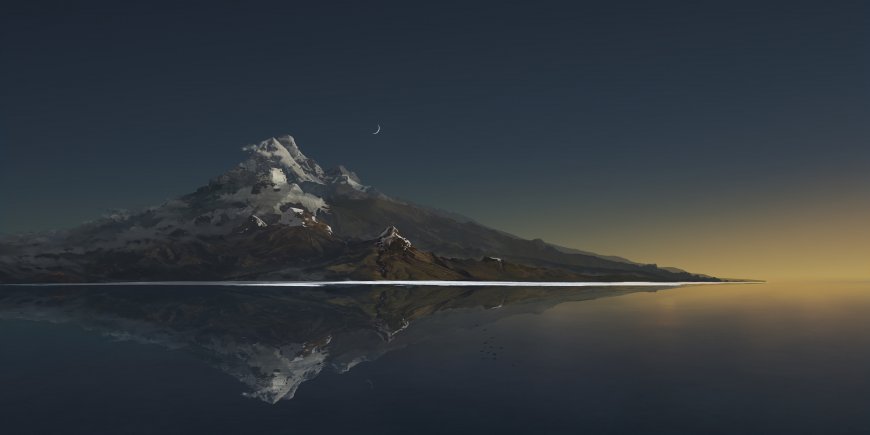 雪山湖泊倒影夜景自然风光风景电脑壁纸
