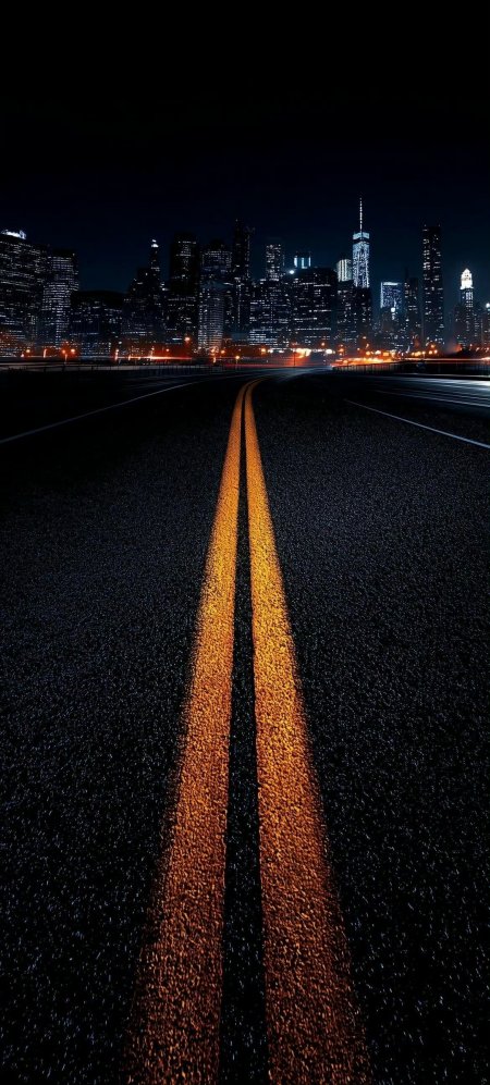 夜晚城市公路灯光车流风景手机壁纸
