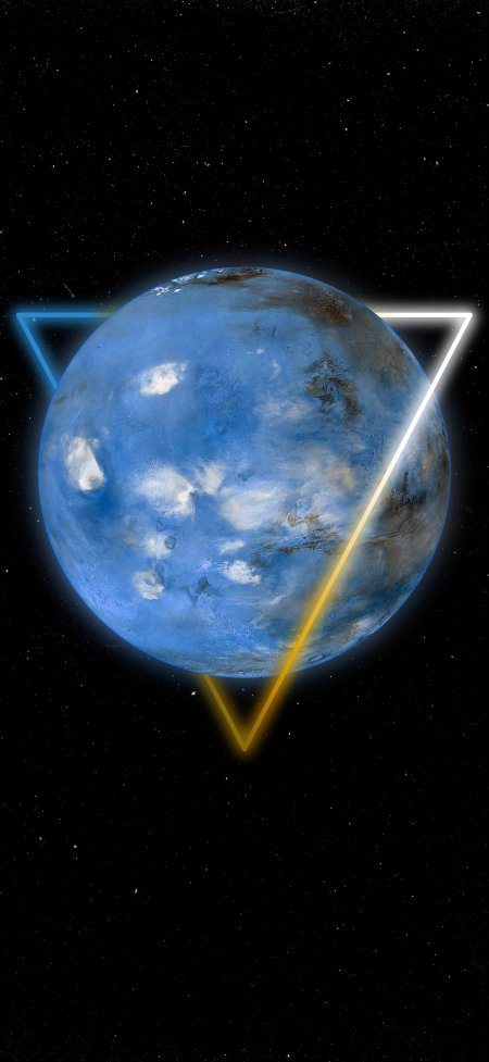 蓝色星球悬浮宇宙星空创意手机壁纸