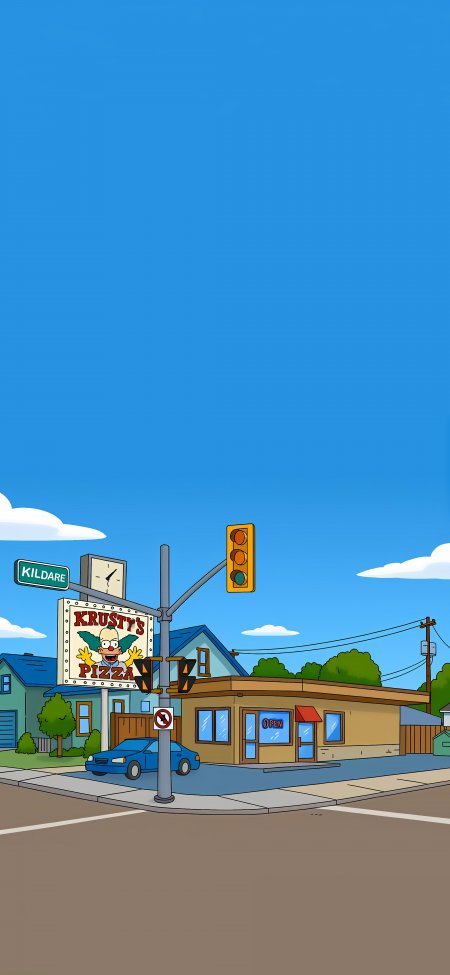 辛普森一家Krusty披萨店街景动漫手机壁纸