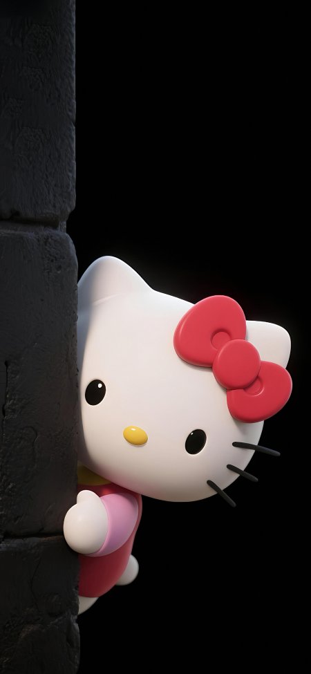 HelloKitty红蝴蝶结卡通形象可爱动漫手机壁纸