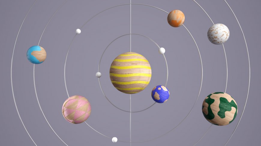彩色行星轨道模型宇宙星系创意电脑壁纸