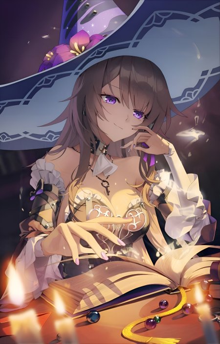 黑塔女巫壁纸 – 崩坏：星穹铁道 紫帽魔女烛火魔法书神秘少女动漫手机壁纸
