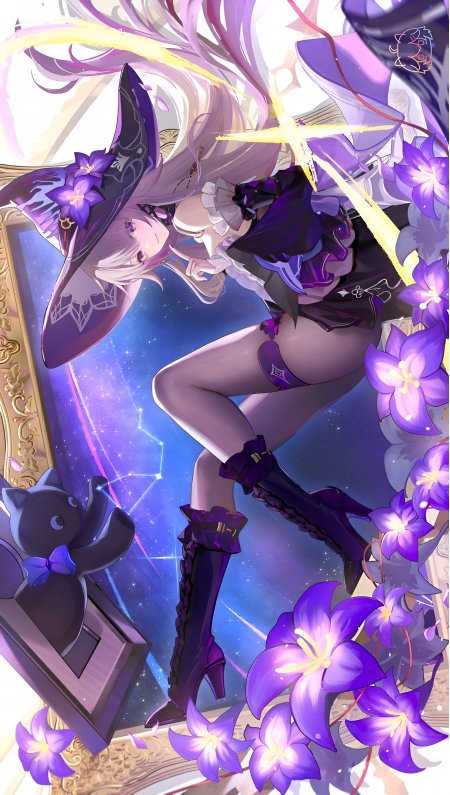 黑塔壁纸 – 崩坏：星穹铁道 紫花魔女星空背景魔法少女动漫手机壁纸