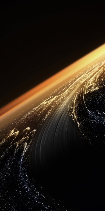 金色星轨环绕暗黑星球宇宙科幻风景手机壁纸