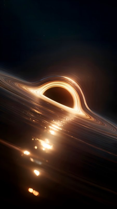 星际穿越卡冈图雅黑洞金色吸积盘科幻手机壁纸