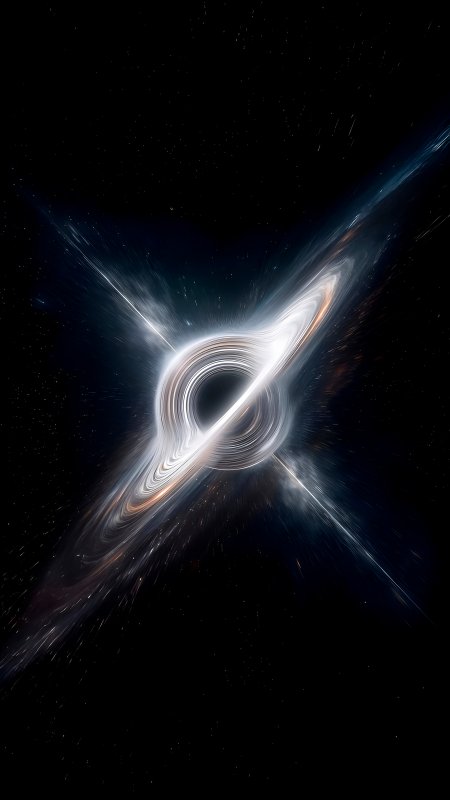 星际穿越卡冈图雅黑洞白色吸积盘科幻手机壁纸