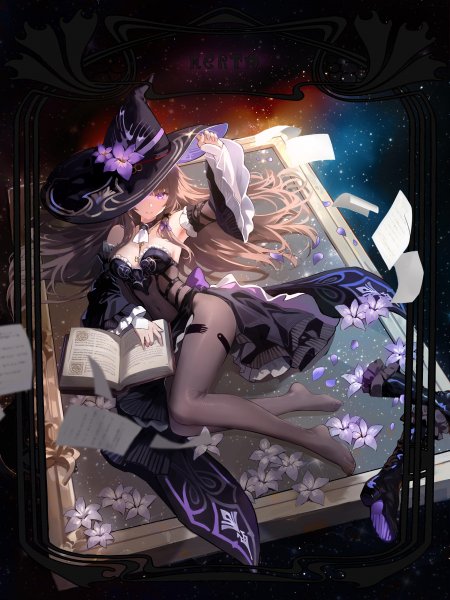 崩坏星穹铁道 黑塔悬浮星空背景手持魔法书少女动漫手机壁纸