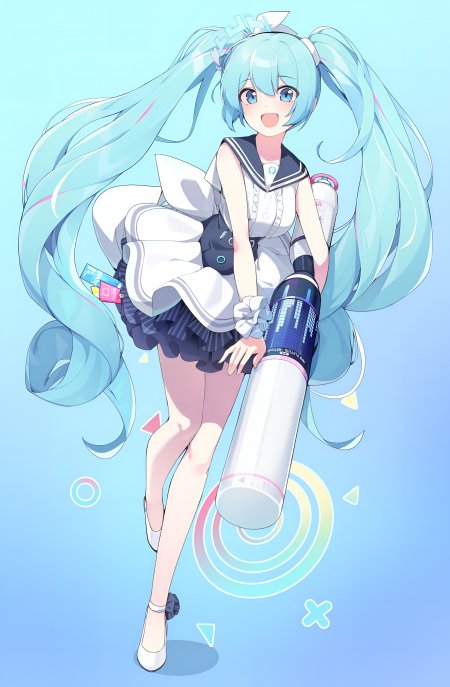 初音未来水手服持扩音器少女动漫手机壁纸