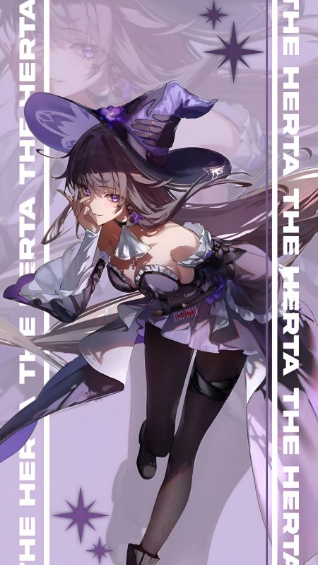 崩坏星穹铁道 黑塔紫色魔法师装扮跃起姿态少女动漫手机壁纸