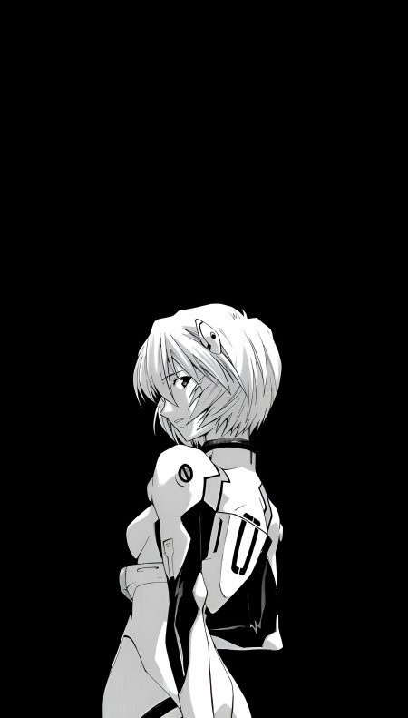 新世纪福音战士绫波丽黑白背影动漫少女手机壁纸