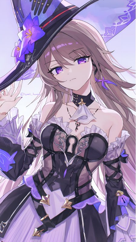崩坏星穹铁道 黑塔紫色魔法师装扮优雅姿态少女动漫手机壁纸