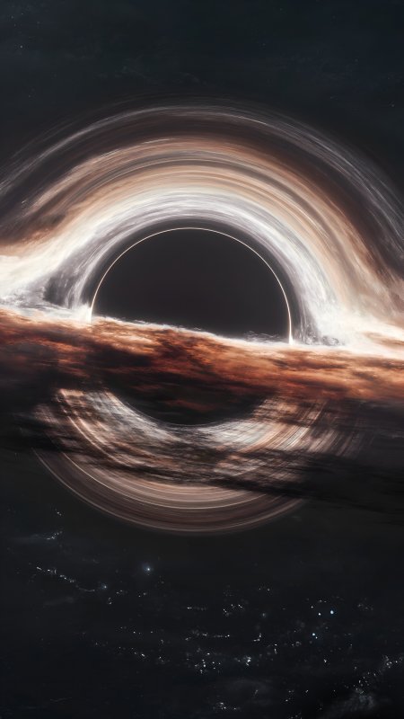 星际穿越卡冈图雅黑洞棕白吸积盘科幻手机壁纸