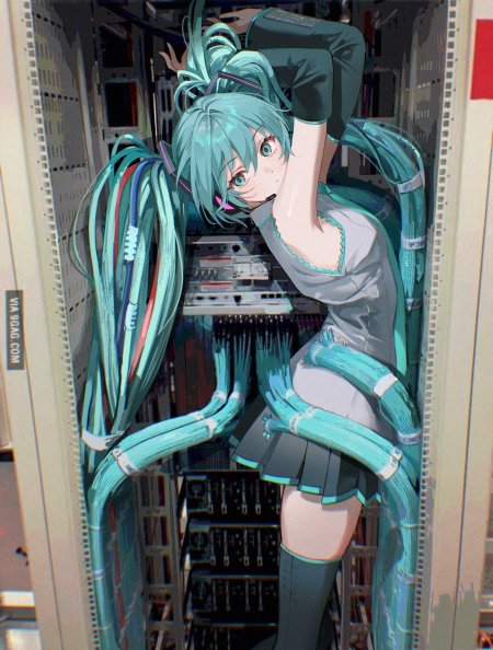 初音未来机房维修场景少女动漫手机壁纸