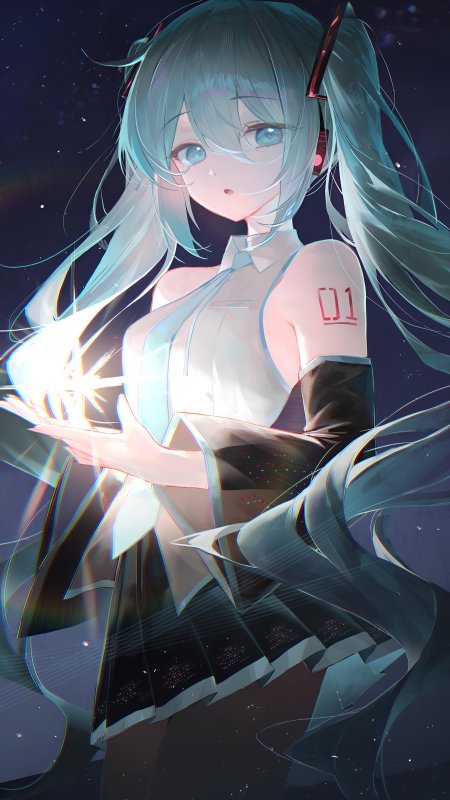 初音未来星空下捧光少女动漫手机壁纸