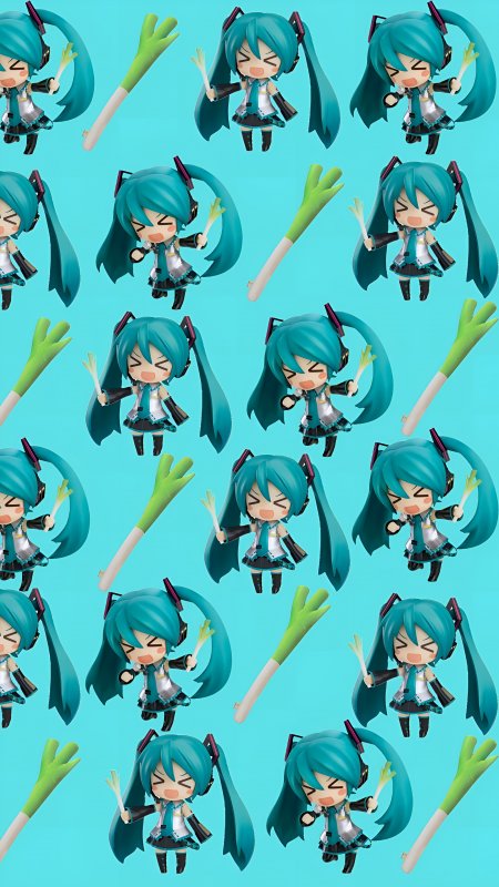 初音未来Q版葱娘手办图案手机壁纸