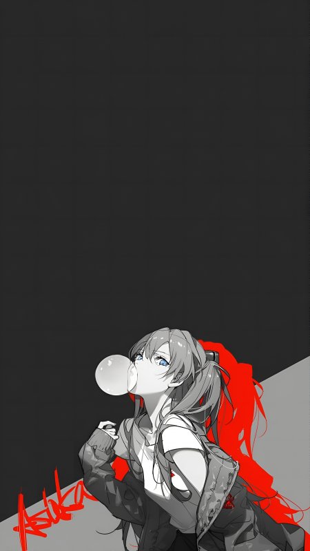 新世纪福音战士明日香吹泡泡糖动漫少女手机壁纸